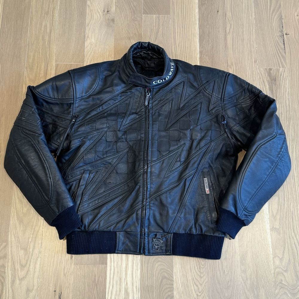 VTG Coldwave Men's M Heavy Leather Motorcycle Biker Snowmobile‎ Jacket w/Liner
